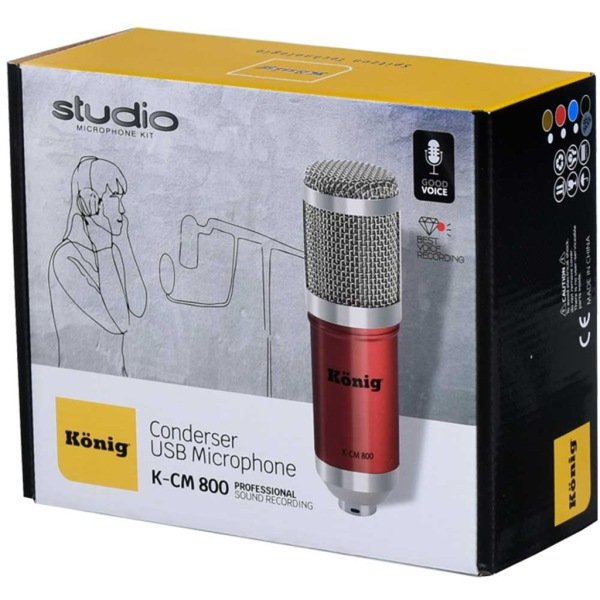 KÖNİG K-CM 800 CONDENSER STÜDYO KARAOKE KAYIT MİKROFONU SİYAH