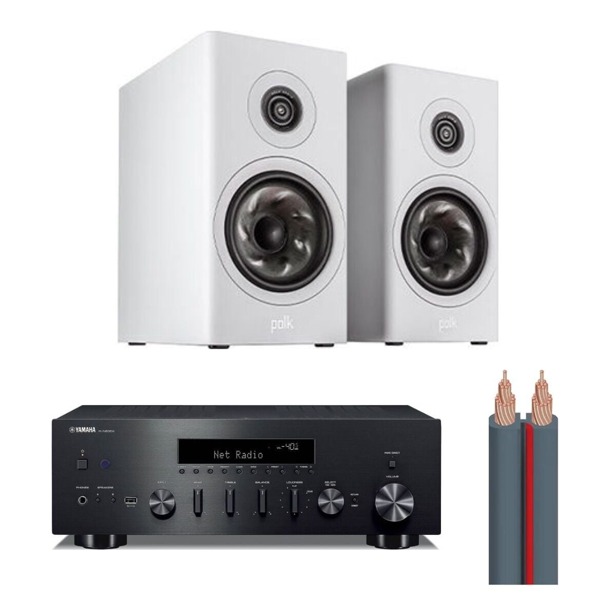Hazır Stereo Set 1: Yamaha R-N600A + Polk Audio RESERVE R200 + AudioQuest X-2 Kablo