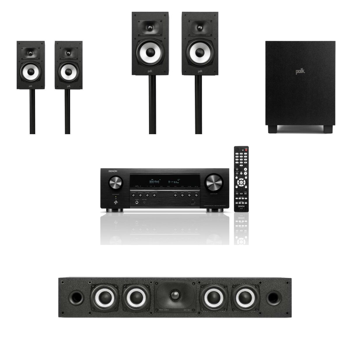 Hazır Ev Sineması Seti 2: Denon AVR-S670H + Polk Audio MONITOR XT 5.1