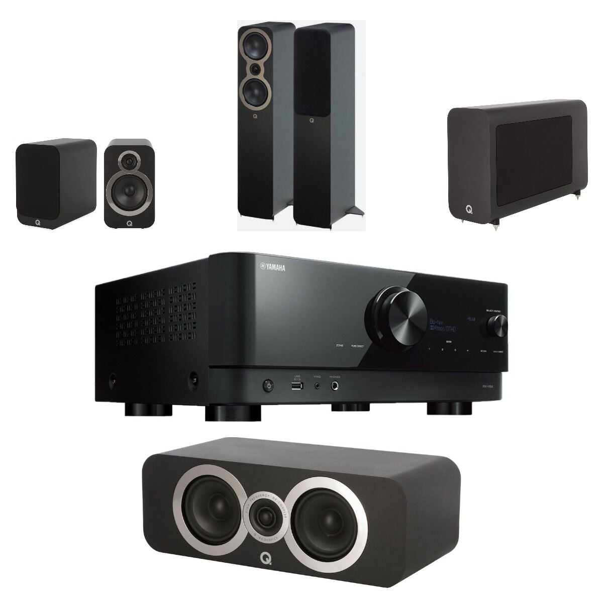 Hazır Ev Sineması Seti 4: Yamaha RX-V6A + Q Acoustics 3000c 5.1