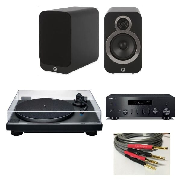 Hazır Pikaplı Set 3: Technics SL-40CBT + Yamaha R-N600A + Q Acoustics 3030c + QED XT-40i Kablo