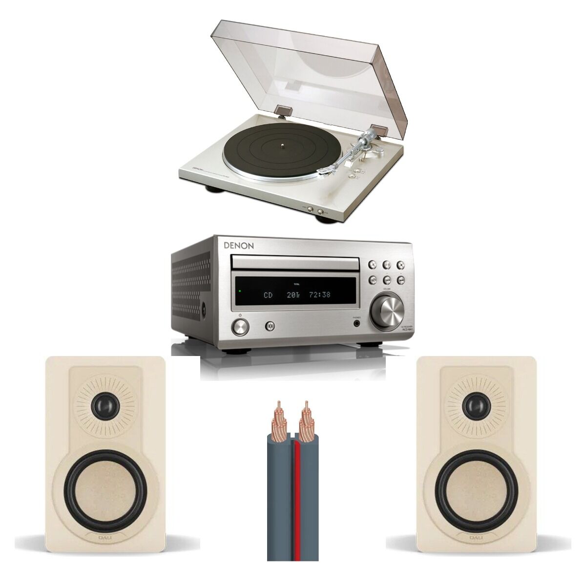 Hazır Pikaplı Set 5: Denon DP-300F + Denon RCD-M41 + DALI KUPID + AudioQuest X-2 Kablo