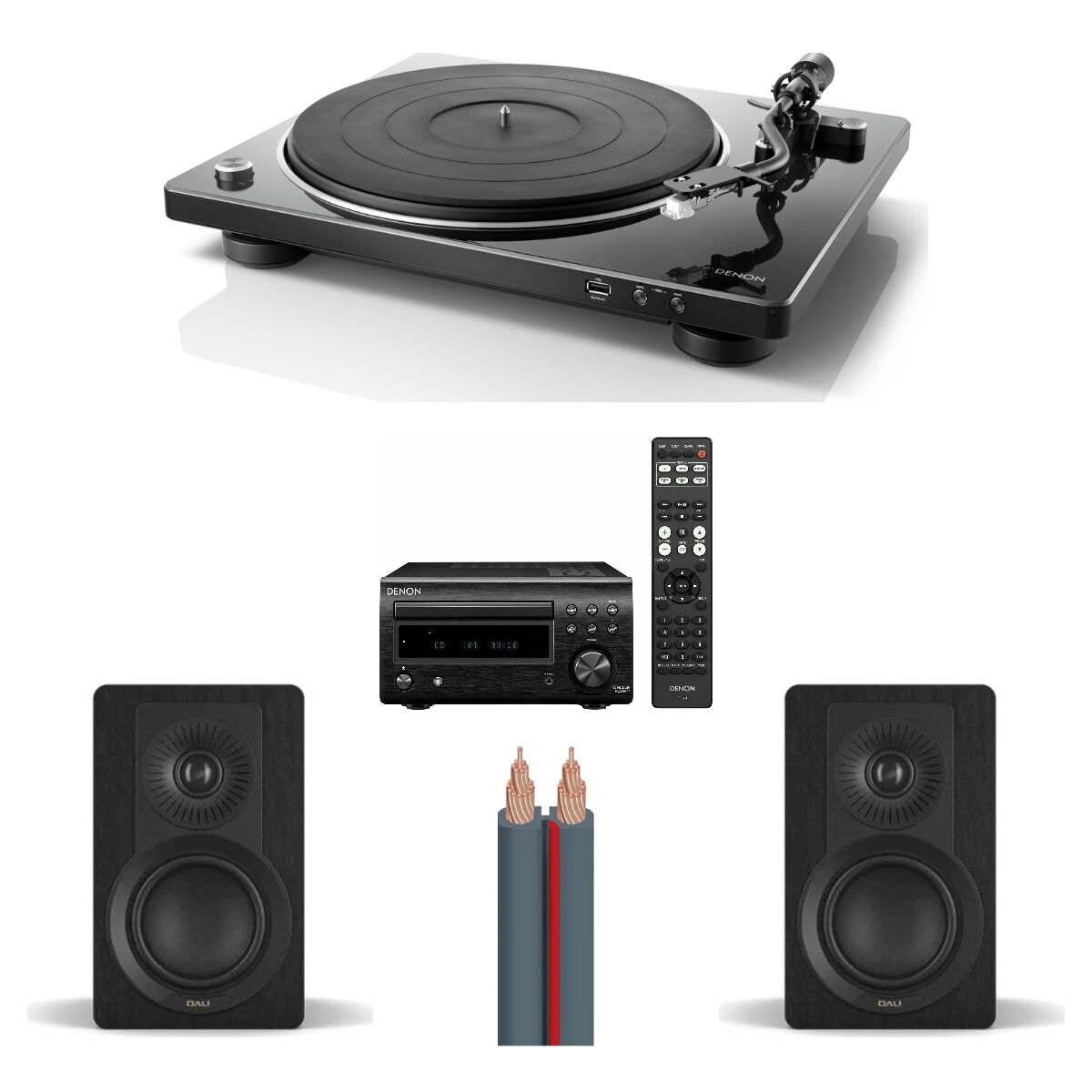 Hazır Pikaplı Set 6: Denon DP-450USB + Denon RCD-M41 + DALI KUPID + AudioQuest X-2 Kablo