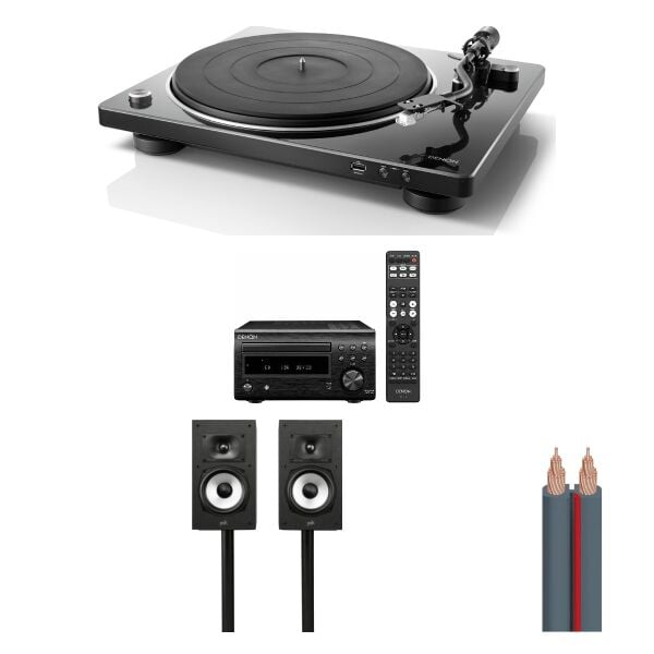 Hazır Pikaplı Set 9: Denon DP-450USB + Denon RCD-M41 + Polk Audio MONITOR XT20 + AudioQuest X-2 Kablo