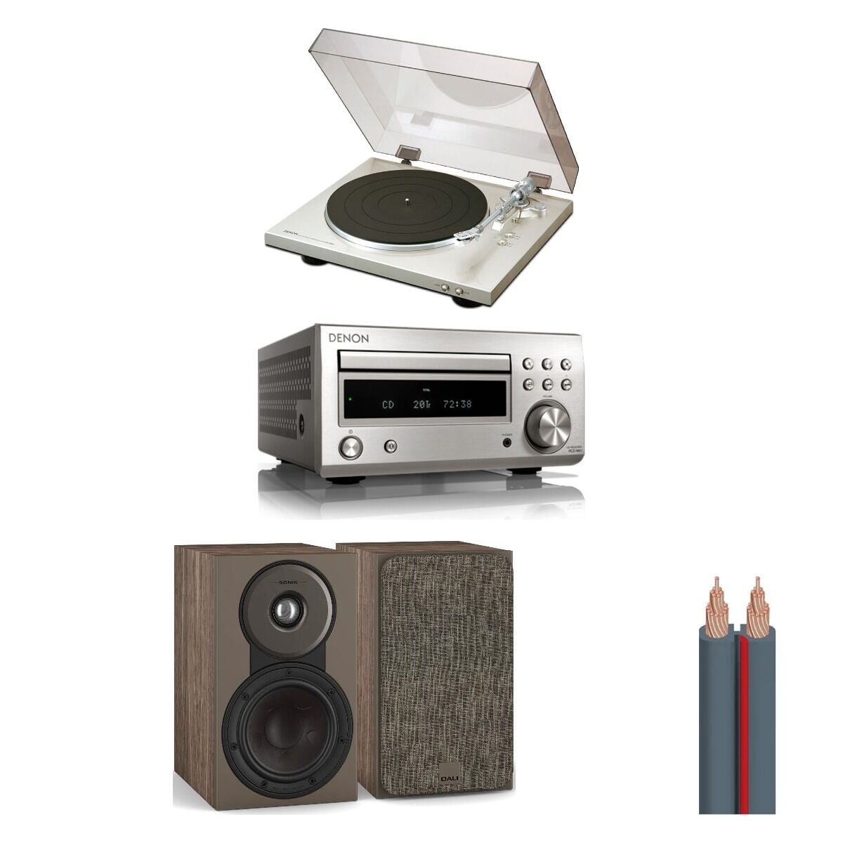 Hazır Pikaplı Set 10: Denon DP-300F + Denon RCD-M41 + DALI SONIK 1 + AudioQuest X-2 Kablo