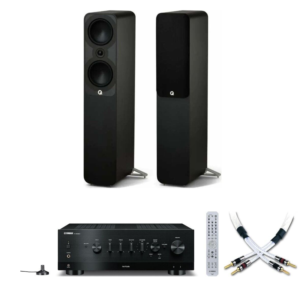 Hazır Stereo Set 21: Yamaha R-N1000A + Q Acoustics 5050 + QED Genesis Silver Spiral Kablo