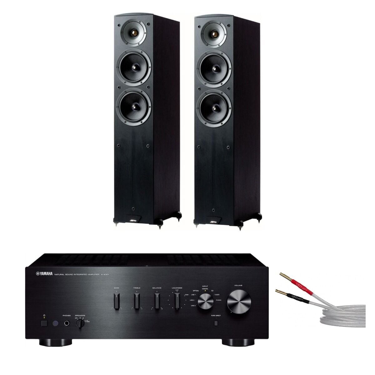 Hazır Stereo Set 23: Yamaha A-S301 + Jamo C605 MKII + QED XT-25 Kablo