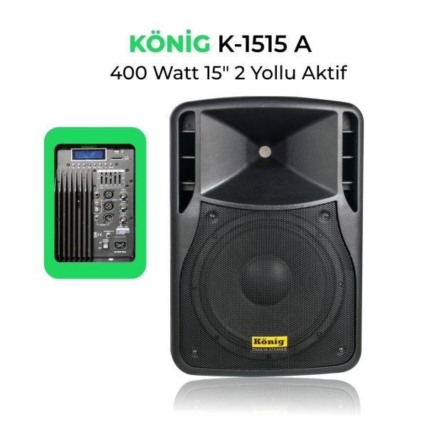 KÖNİG K–1515 A AKTİF HOPARLÖR MAX 400 WATT 38CM AKTİF HOPARLÖR