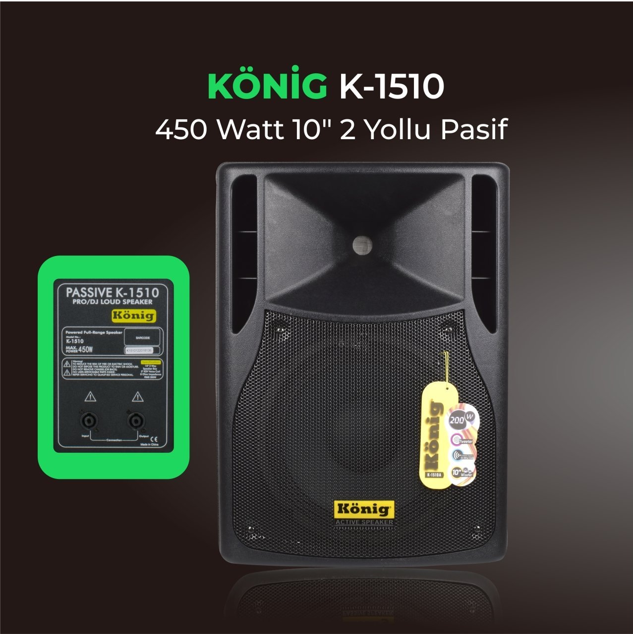 KÖNİG K–1510 PASİF HOPARLÖR MAX 450 WATT 25 CM PASİF HOPARLÖR