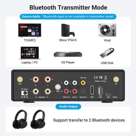 ARYLİC B50 BLUETOOTH STEREO AMPLİFİER WİTH AUDİO TRANSMİTTER