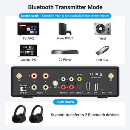 ARYLİC B50 BLUETOOTH STEREO AMPLİFİER WİTH AUDİO TRANSMİTTER