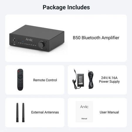 ARYLİC B50 BLUETOOTH STEREO AMPLİFİER WİTH AUDİO TRANSMİTTER