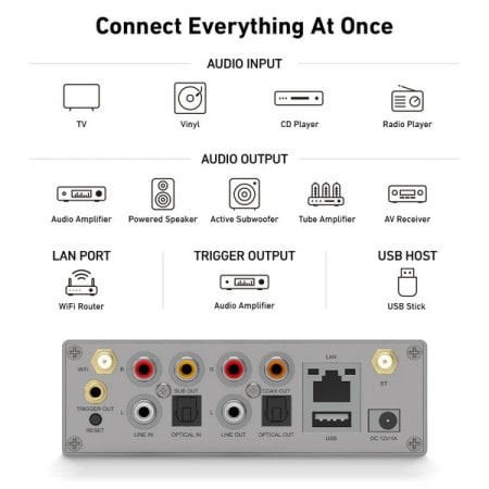 Arylic S50 PRO+ Kablosuz Stereo Preamp (aptX HD, ESS 9023 DAC)