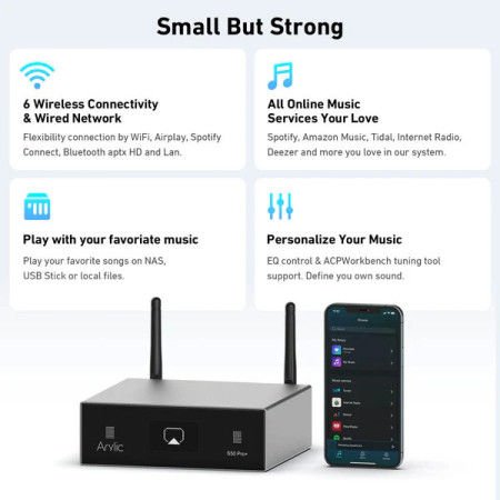 ARYLİC S 50 PRO+ WİRELESS STEREO PREAMP WİTH APTX HD & ESS 9023 DAC