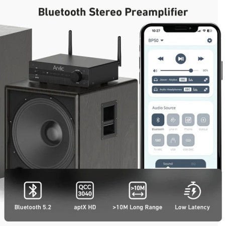 Arylic BP50 Bluetooth Preamp (ESS ES9023P DAC)
